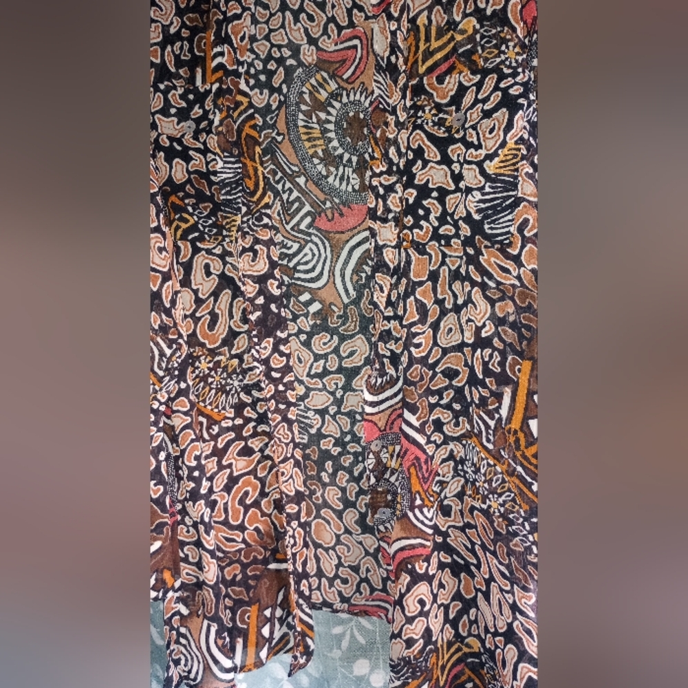 Ruby Rd Geometric Print Long Sleeve Bottom Down S… - image 7